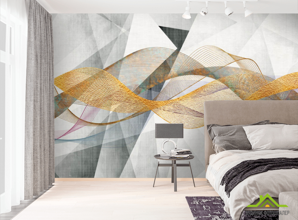 выбрать Фотошпалери золоті лінії на геометрії  на стіну