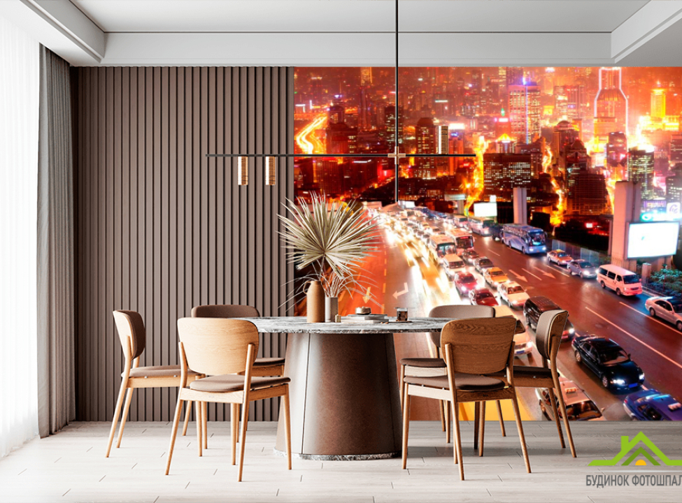 выбрать Фотообои Ночь, город, пробка Фотообои Современный город на стену