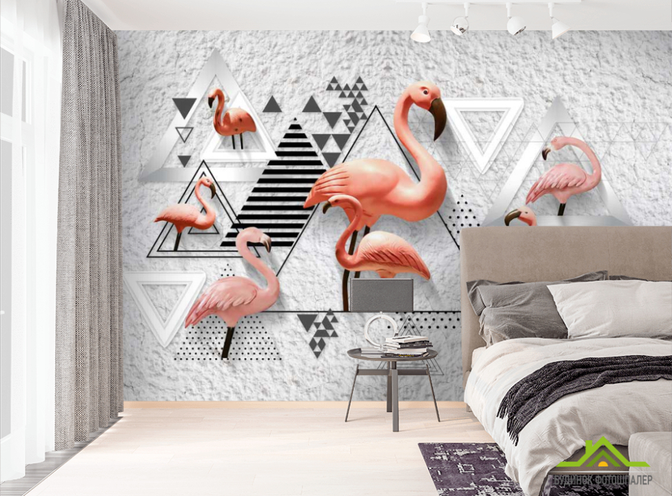 выбрать Фотообои Фламинго и геометрия Фотообои с Фламинго на стену