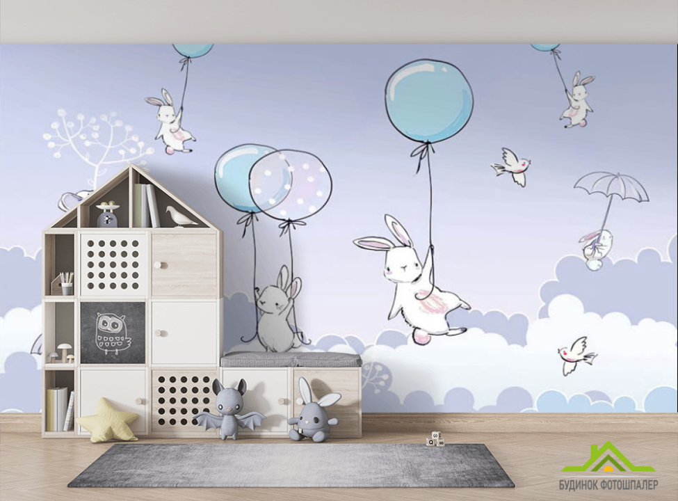 выбрать Фотошпалери зайчика на фмолетовом тлі Фотошпалери Little kids на стіну