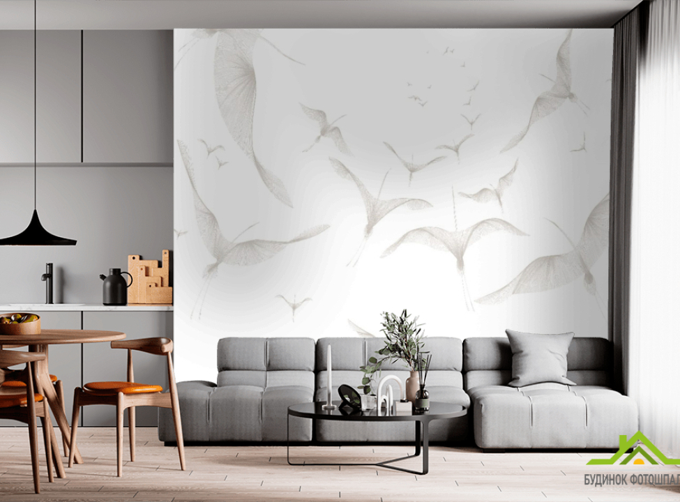 выбрать Фотообои птицы на белом фоне Фотообои простые линии на стену