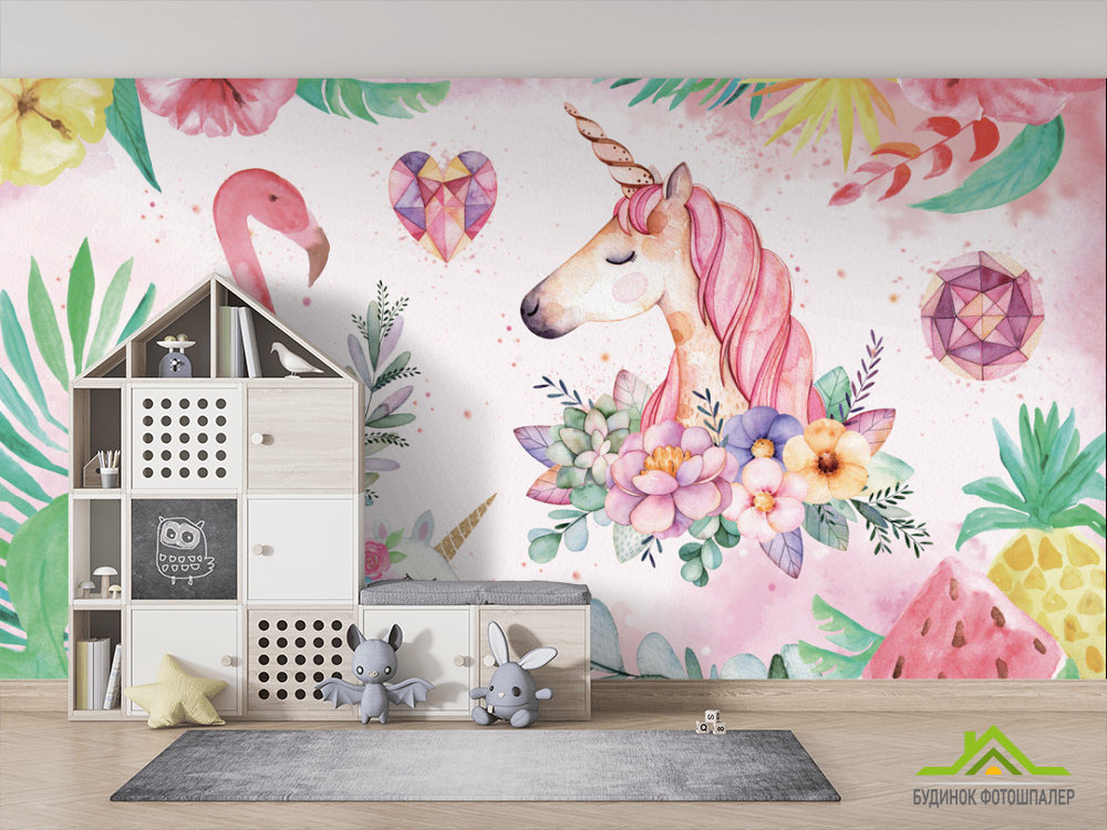 Фотошпалери Фламінго і єдиноріг