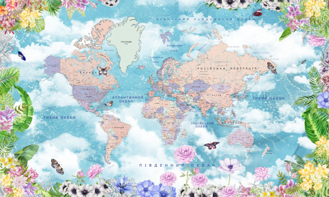 Фотошпалери дитяча карта світу