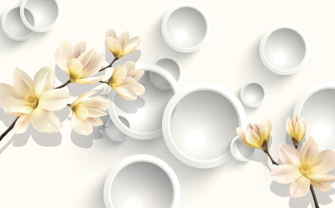 Фотошпалери Квіти з колами