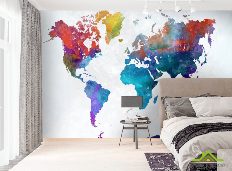выбрать Фотообои Акварельная карта Фотообои карта Мира на стену