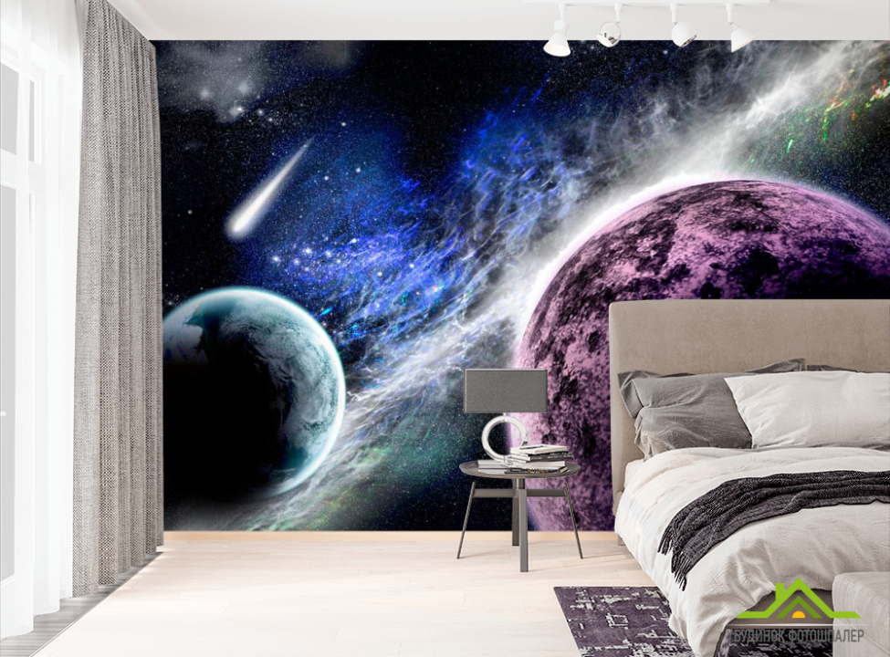 выбрать Фотообои Планеты и метеорит Фотообои Космос на стену