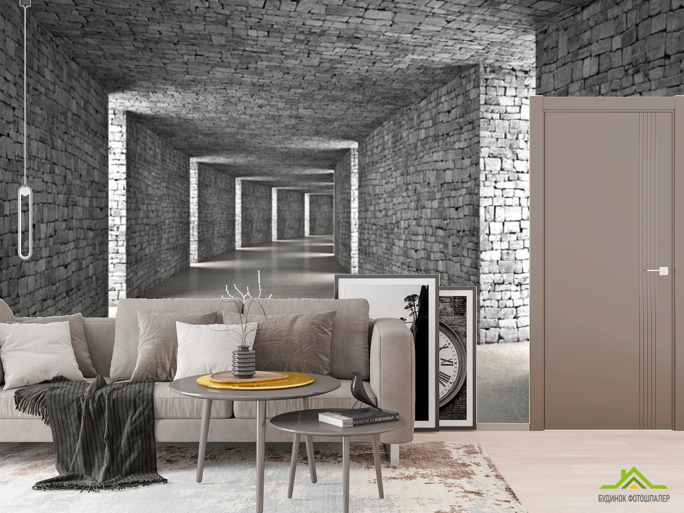 Фотообои Серый 3д тоннель