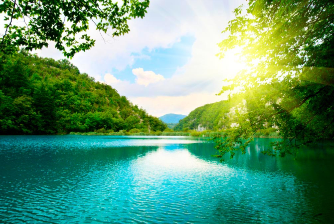 Фотошпалери Сонце, вода