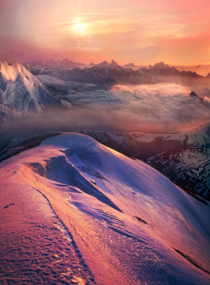 Фотошпалери Захід над горами