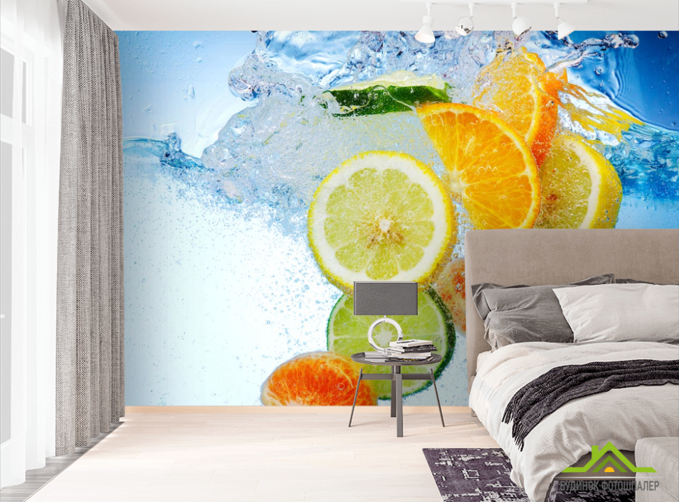 выбрать Фотообои цитрусовые в воде Фотообои Еда и напитки на стену