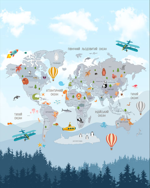 Фотошпалери Блакитна карта російською