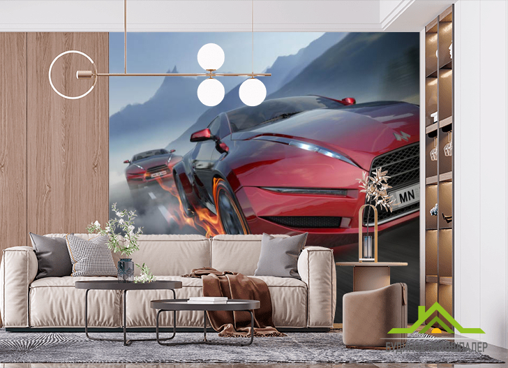 Фотошпалери Червона машина на трасі