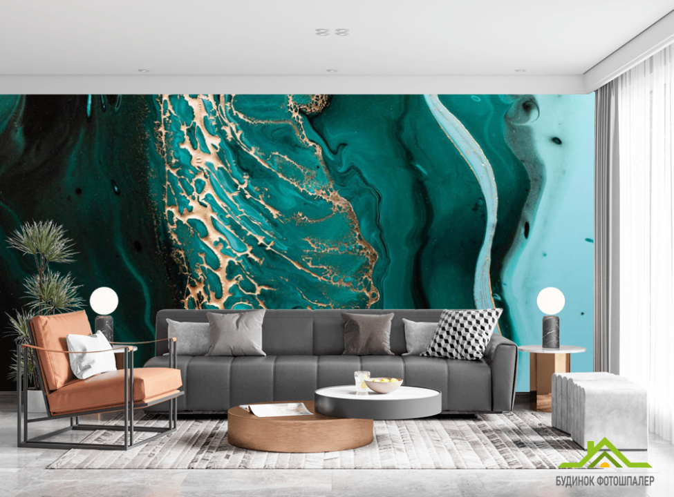 выбрать Фотошпалери Бірюзовий флюїд Фотошпалери Fluid art на стіну