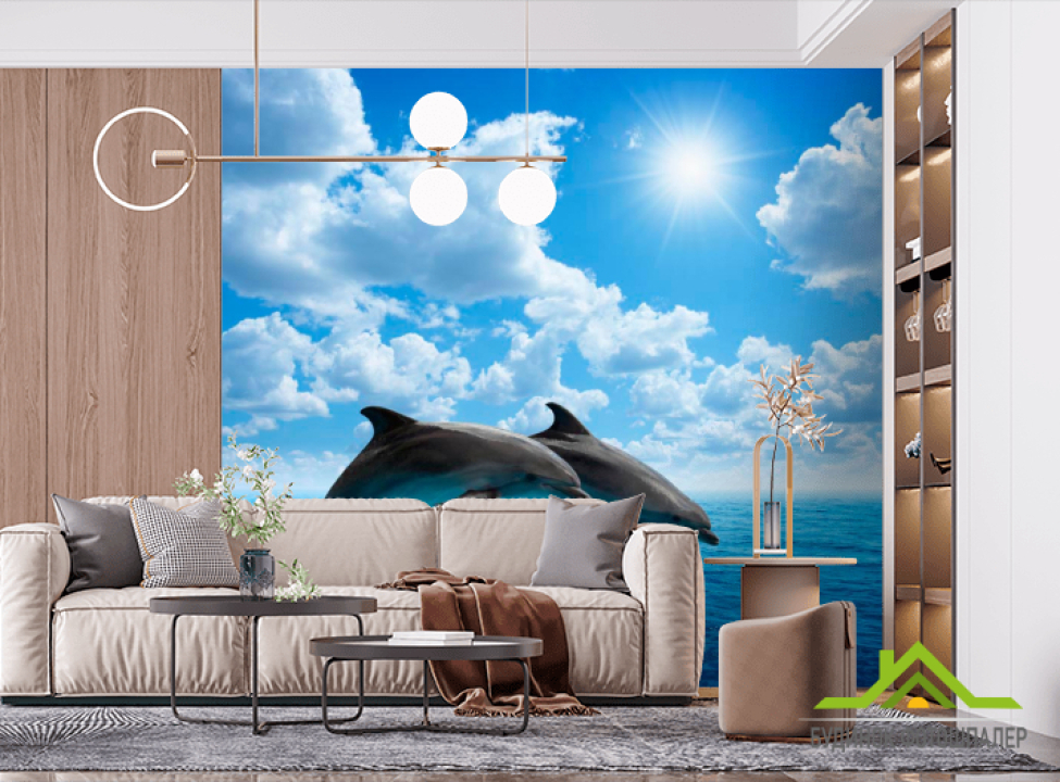 выбрать Фотообои Прыжки дельфинов Фотообои Дельфины на стену