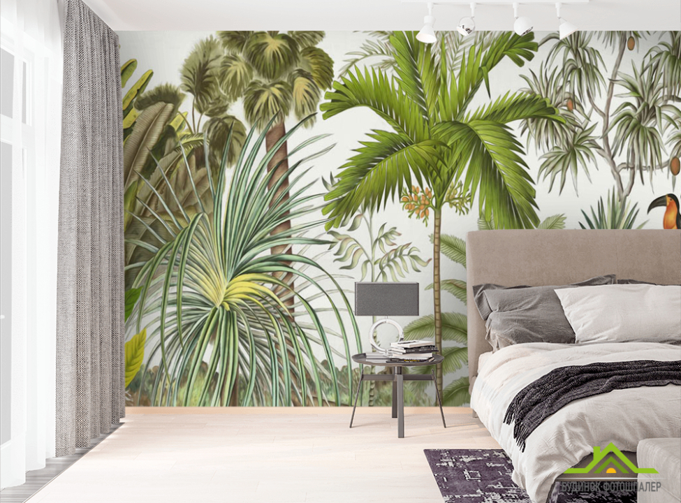 выбрать Фотошпалери тропіки і тукан Фотошпалери тропічні листя на стіну