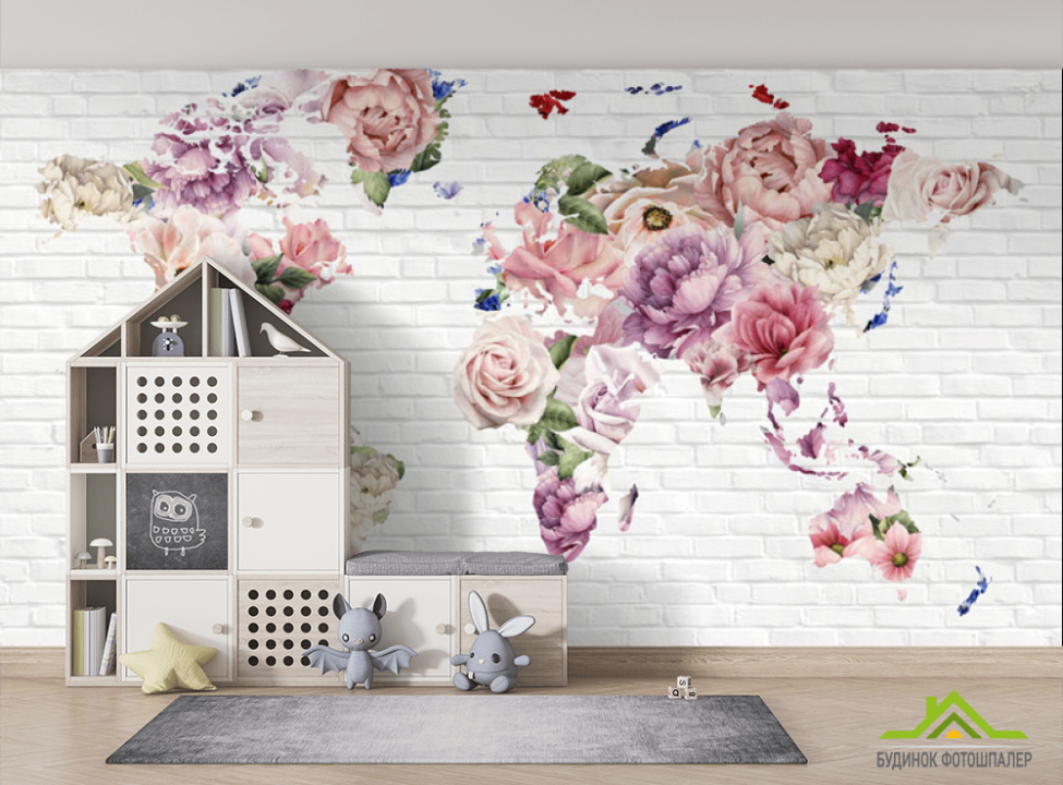 выбрать Фотошпалери Квіткова карта для дівчинки Фотошпалери Розвиваючі карти на стіну