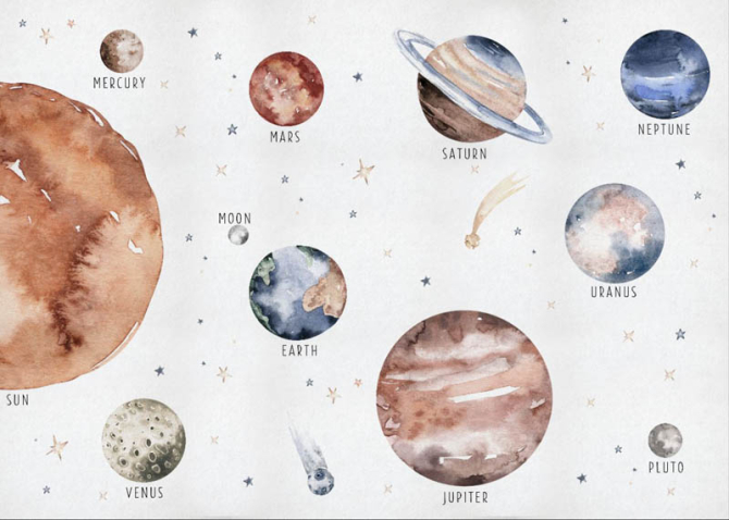 Фотошпалери планети акварельні