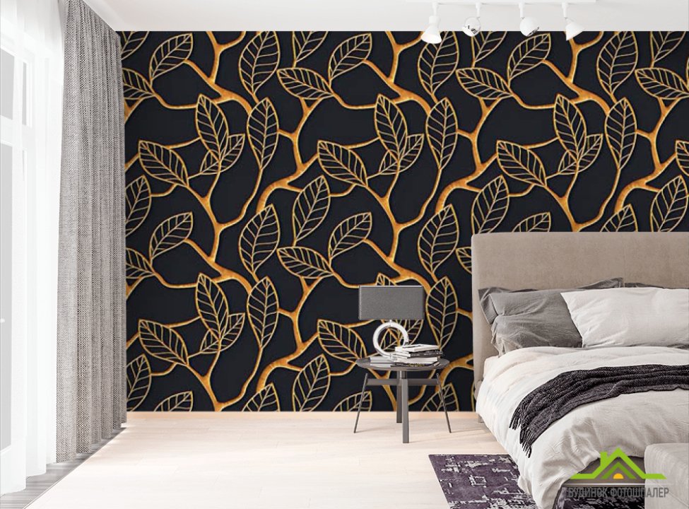 выбрать Фотошпалери золоті листя 3д Фотошпалери 3Д на стіну