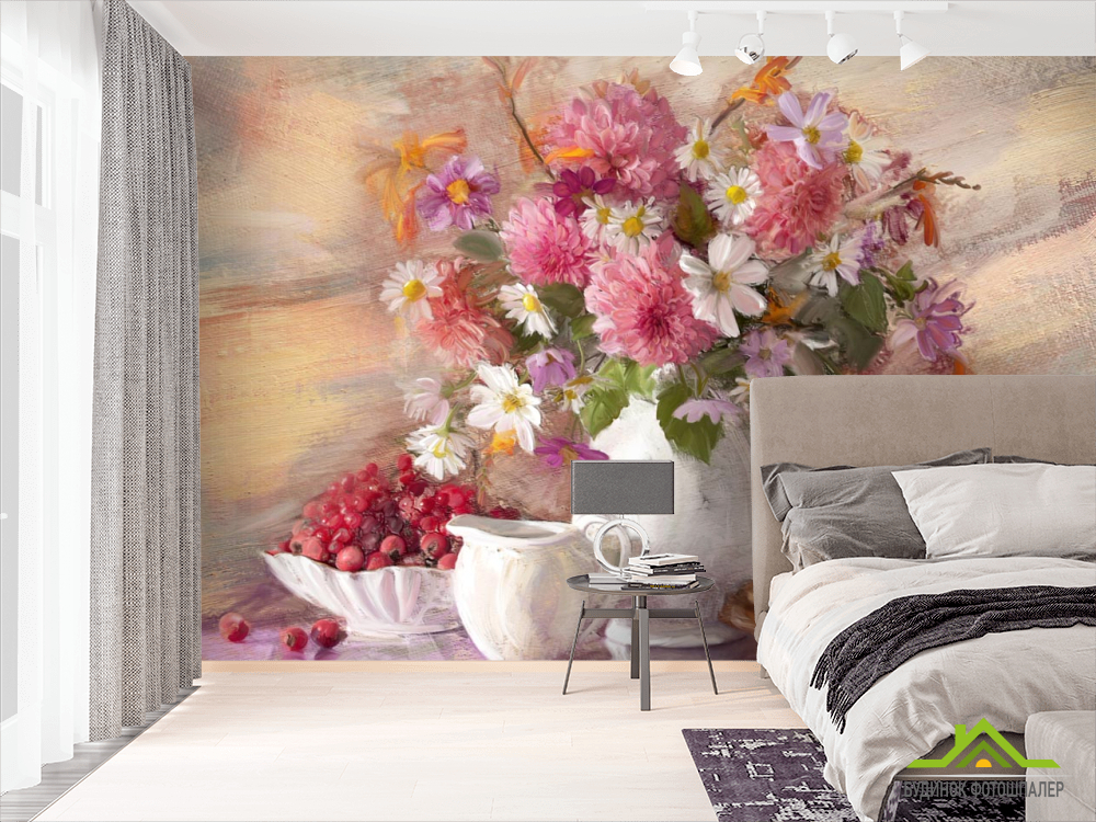 Фотошпалери картина квіти у вазі
