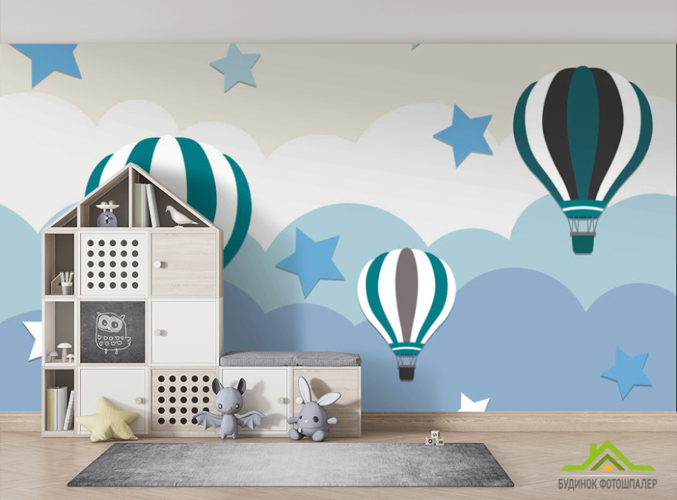 выбрать Фотошпалери Сині повітряні кульки Фотошпалери Little kids на стіну