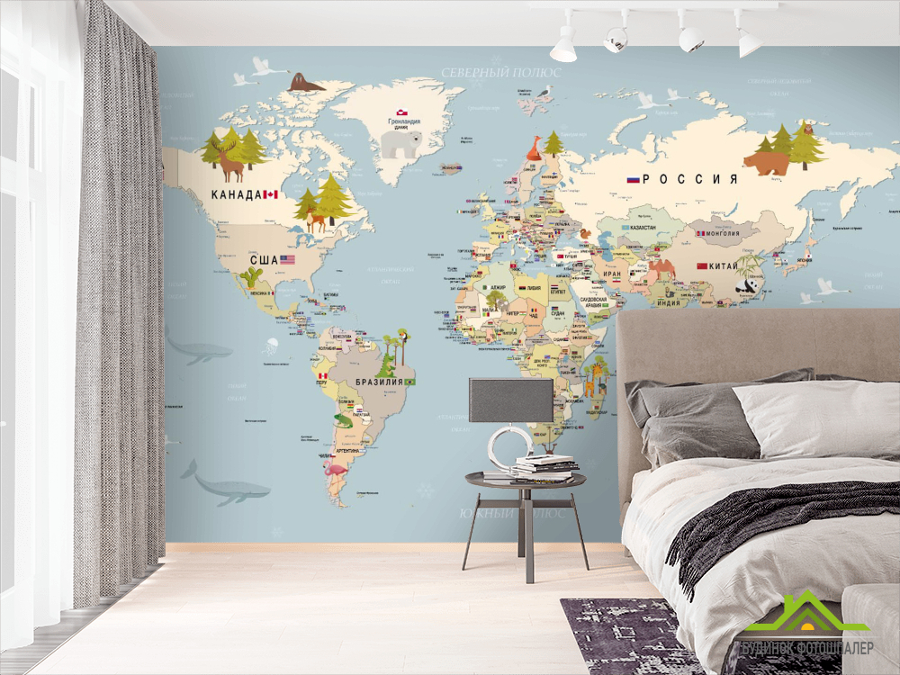 Фотошпалери Карта світу російською
