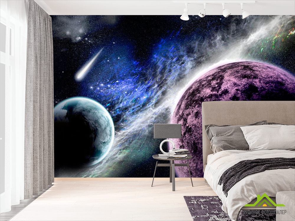 Фотообои Планеты и метеорит