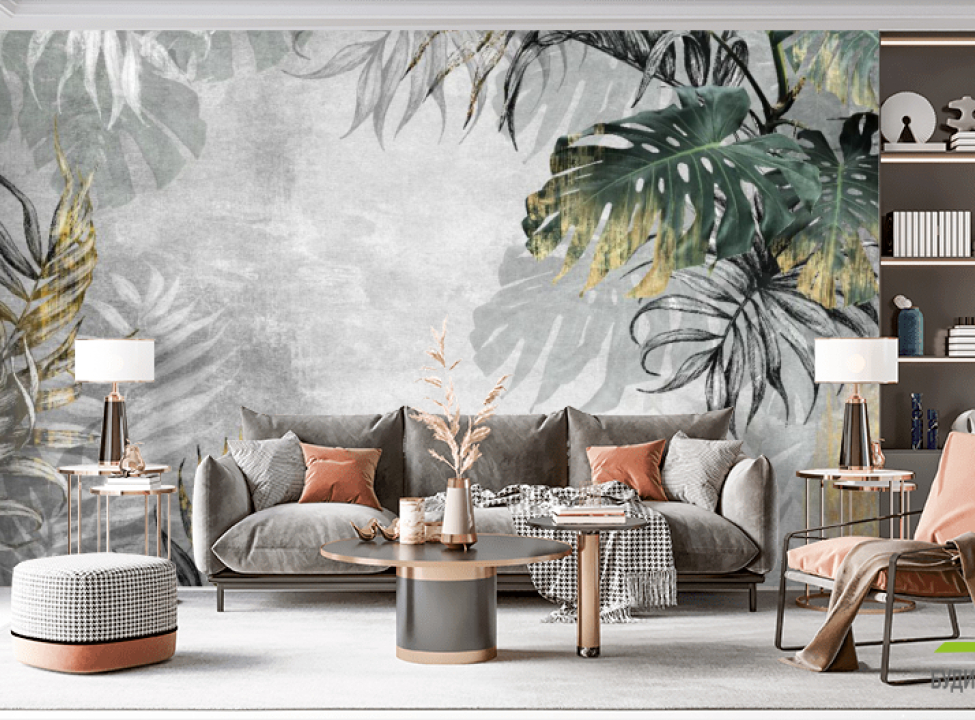 выбрать Фотообои тропические листья с золотом Фотообои с золочением на стену