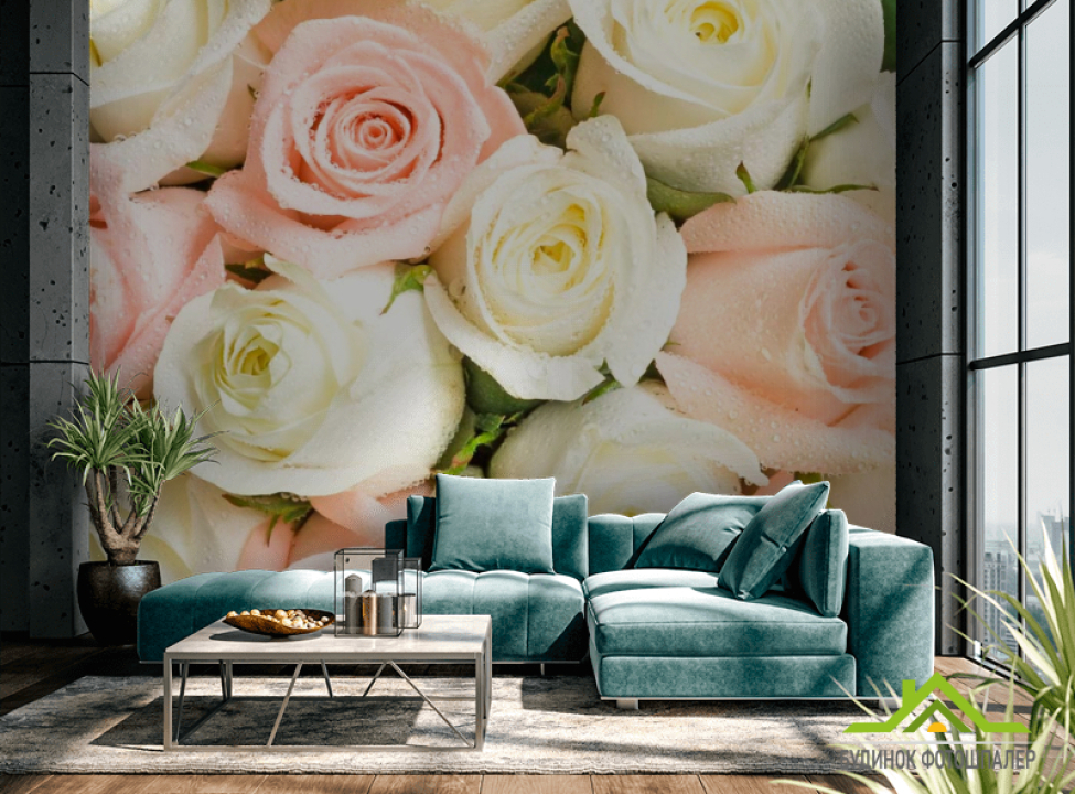 выбрать Фотошпалери Білі та кремові троянди Фотошпалери Троянди на стіну