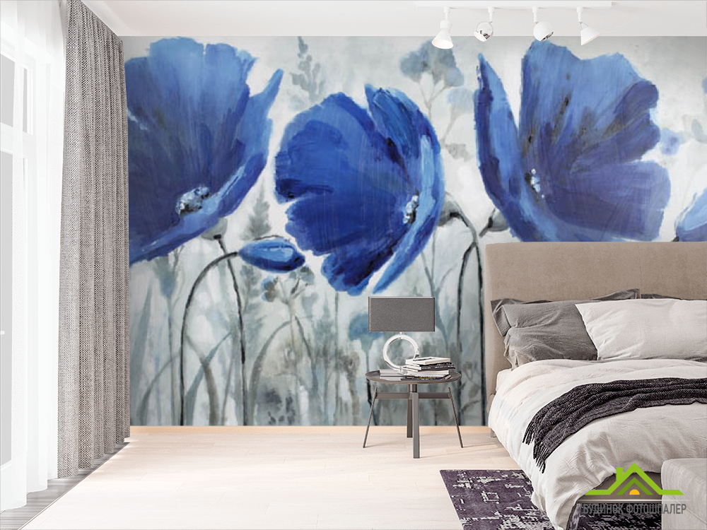 Фотошпалери сині маки