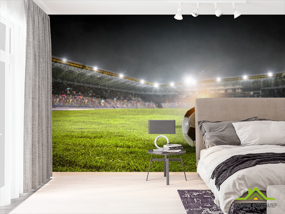 Фотообои мяч на футбольном поле