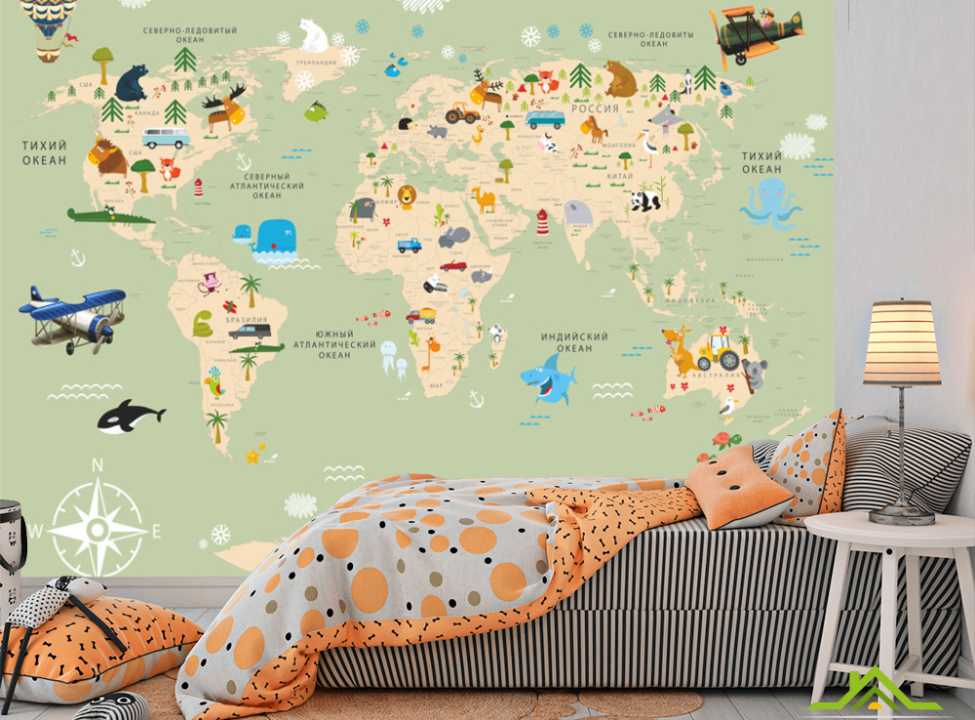 выбрать Шпалери в дитячу Карта Фотошпалери Розвиваючі карти на стіну