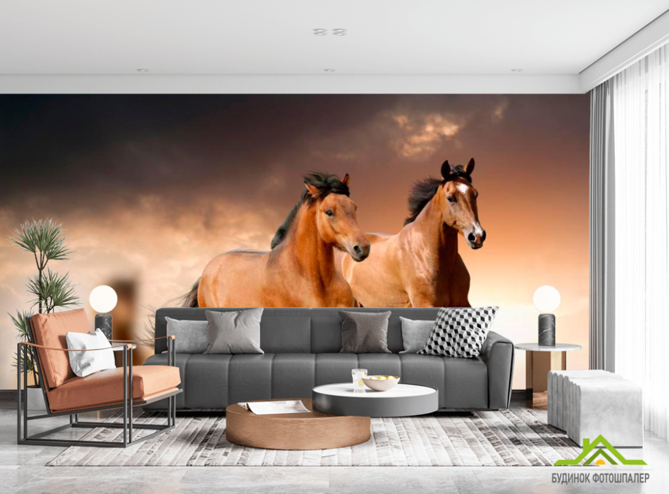 выбрать Фотообои Два мустанга Фотообои Лошади на стену