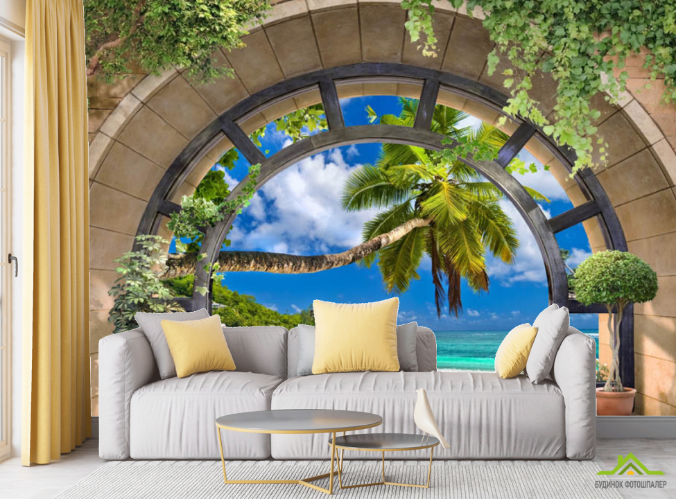 выбрать Фотообои Вид на пальму Фотообои в гостиную на стену