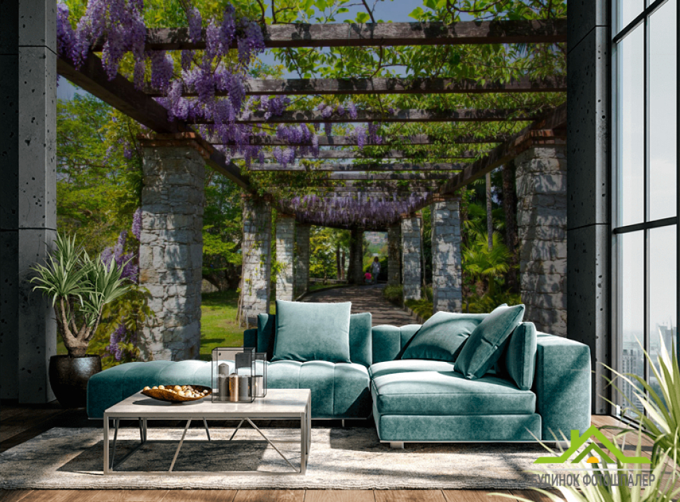 выбрать Фотообои Арка с глицинией Фотообои Расширяющие пространство на стену