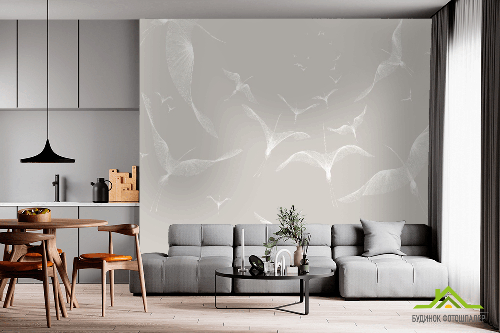 Фотошпалери птиці на сірому фоні