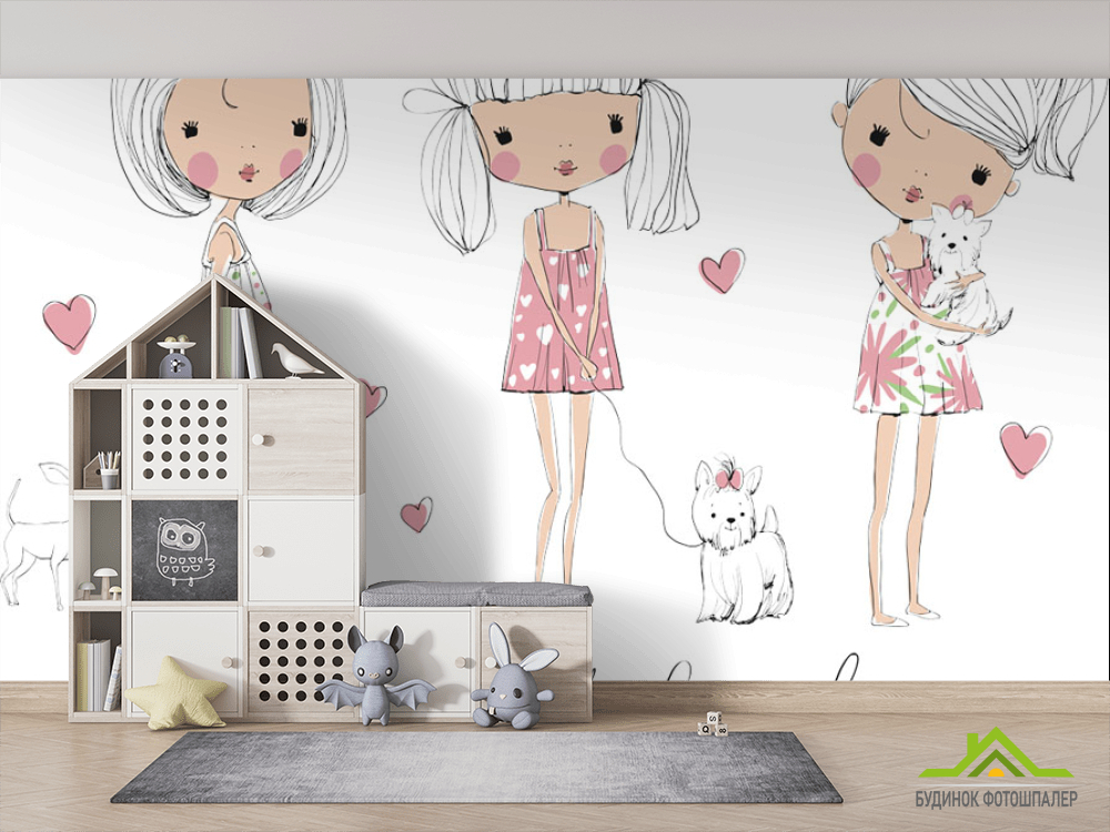Фотошпалери Дівчинки з собачками