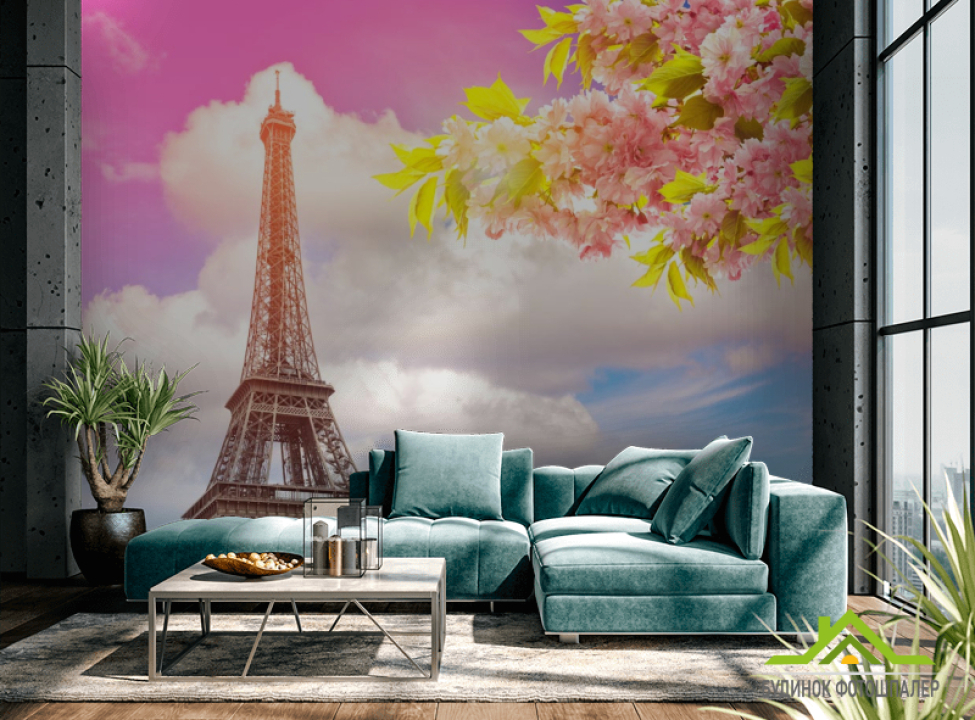 выбрать Фотошпалери рожеве небо в Парижі Фотошпалери Париж на стіну