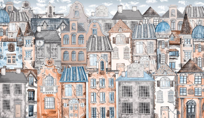 Фотошпалери в стилі Модерн, дитячі будиночки