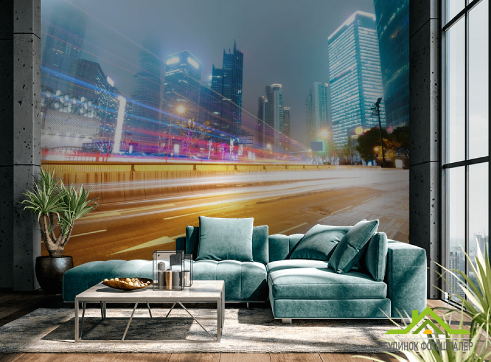 выбрать Фотошпалери вогні машин Фотошпалери Місто на стіну