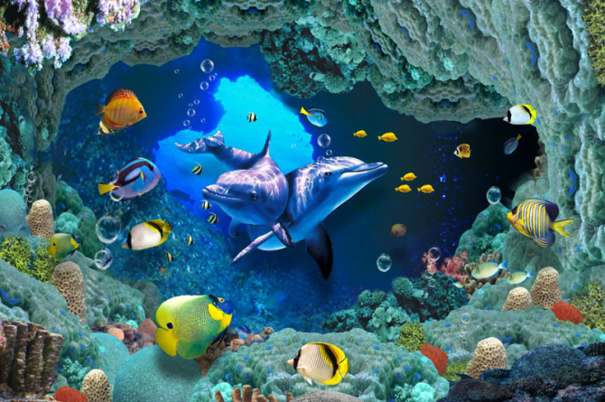 Фотошпалери дельфіни і корали