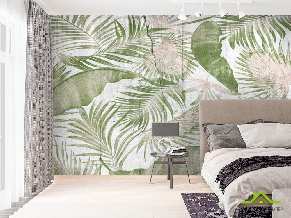 Фотошпалери Листя на бетоні