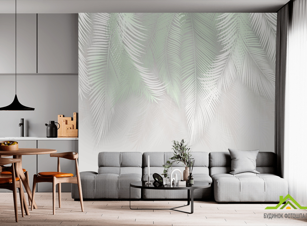 выбрать Фотообои фреска с листьями Фотообои Дизайнерские листья на стену