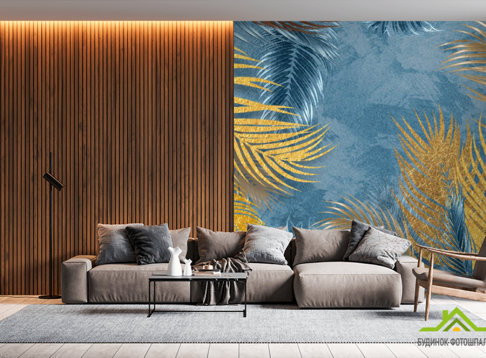 выбрать Фотообои золотые тропические листья Фотообои тропические листья на стену