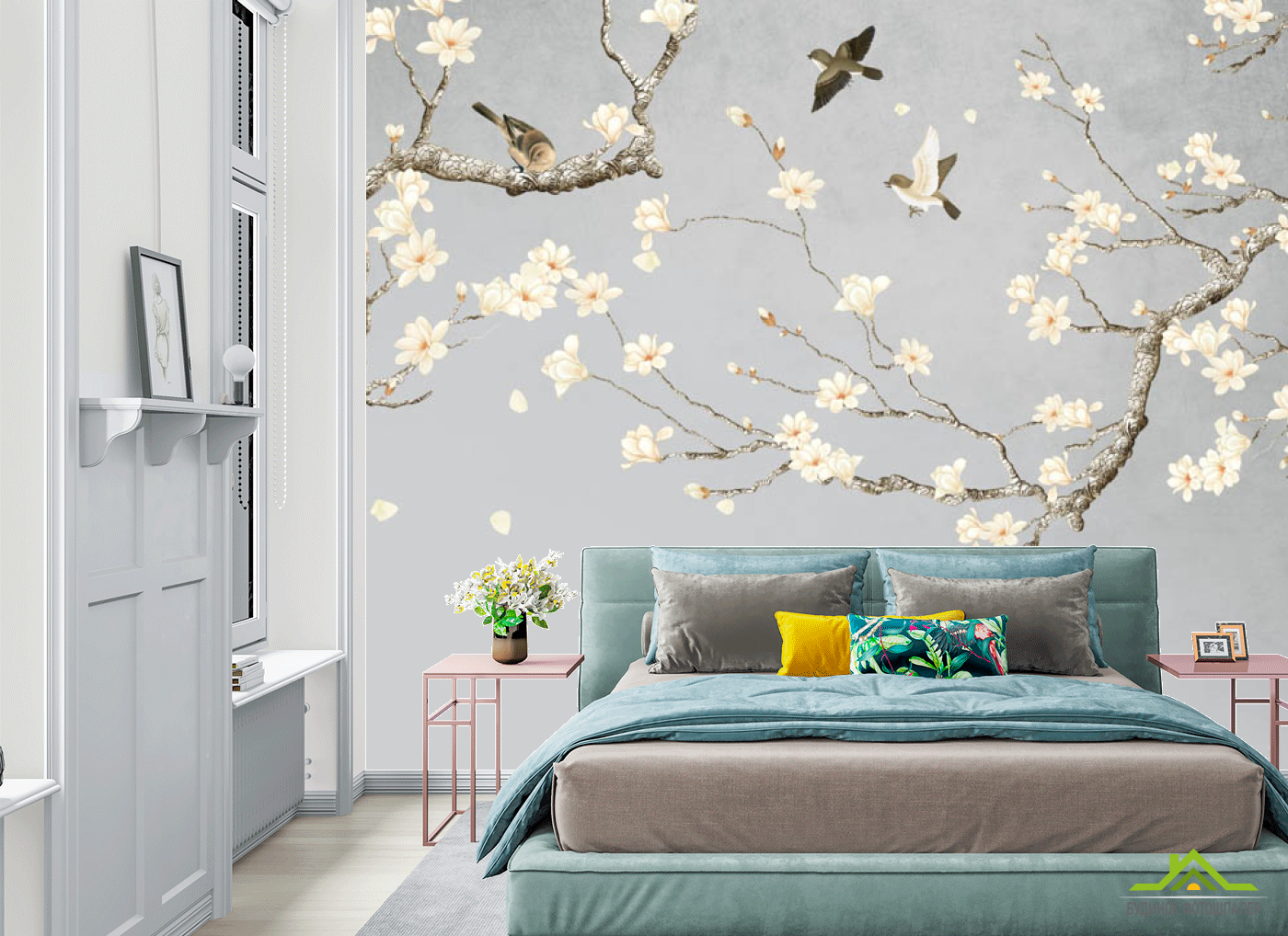 Фотообои Ветки магнолии в японском стиле