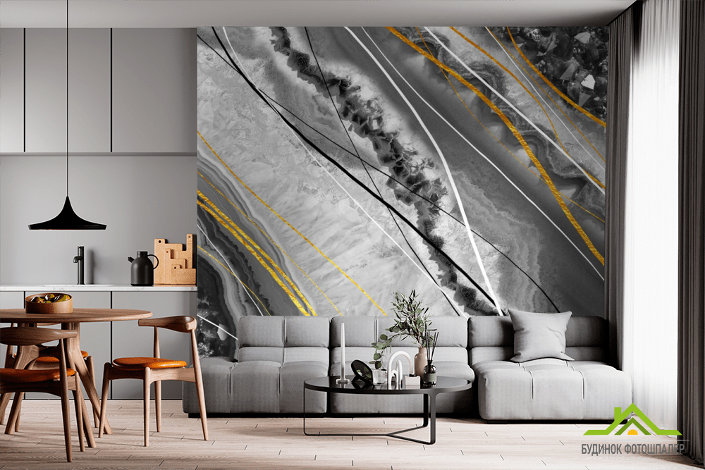 Фотошпалери чорний мармур