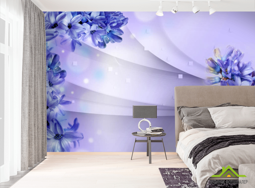 выбрать Фотошпалери фіолетові гіацинти 3д  на стіну