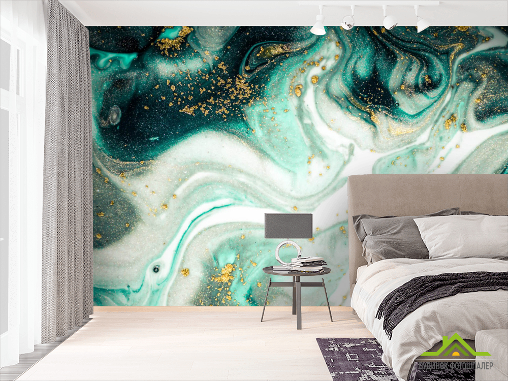 Фотошпалери Зелений флюїд алкоинк