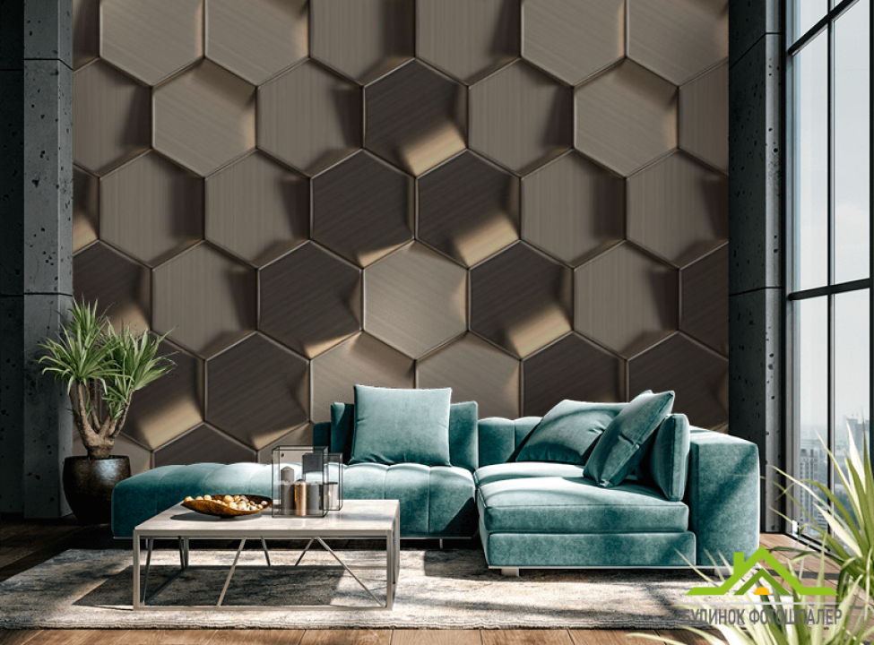 выбрать Фотошпалери шестигранники 3D панелей Фотошпалери різні на стіну