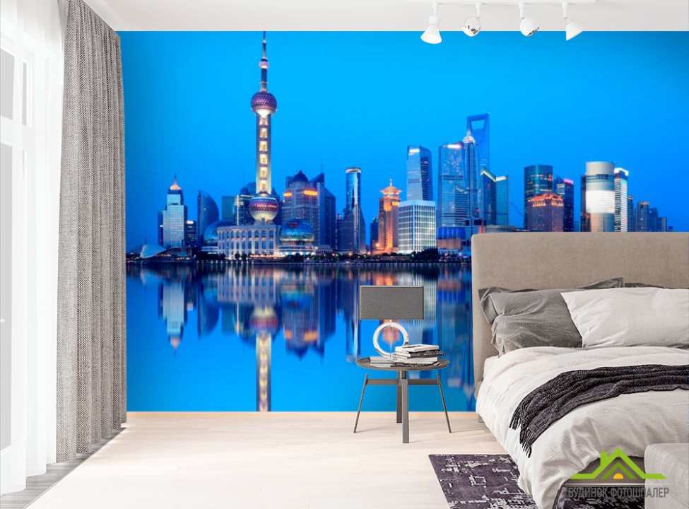 выбрать Фотообои Море отображение города Фотообои Современный город на стену