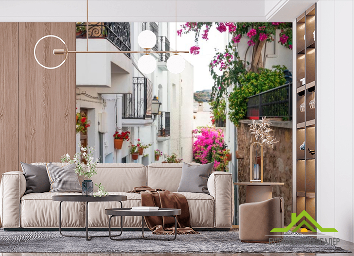 Фотошпалери Вузька вуличка з квітами